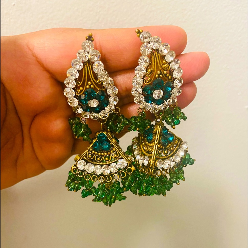 Green Indian earrings